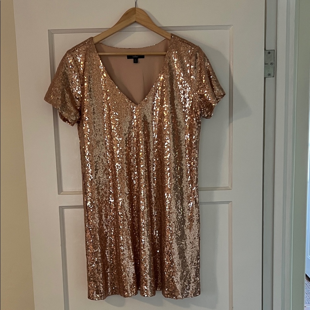 Rose Gold Sequin Short Sleeve Dress